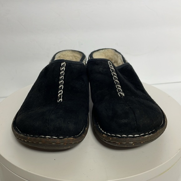 UGG Black Suede Mules with Cream Lining - Picture 9 of 10